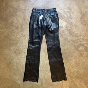 Vintage Style Black Leather Wilson Pants